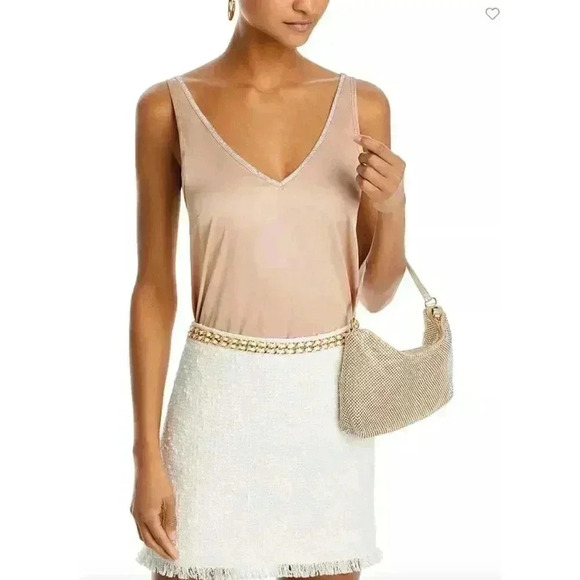 Generation Love Women's Christie Crystal Tank Small Latte Sleeveless Embellished - Picture 3 of 12
